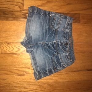 High waisted button up jean shorts